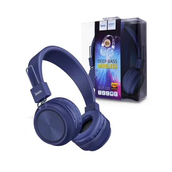 HOCO WIRELESS HEADPHONE W25 TF CARD/AUX WITH MIC 300MAH BLUE